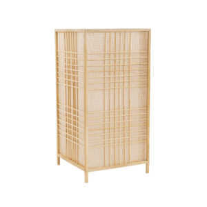 GloboStar® JUNIE 01997 Boho Επιτραπέζιο Φωτιστικό Πορτατίφ Μονόφωτο 1 x E27 AC220-240V IP20 – Μ20 x Π20 x Υ40cm – Μπεζ Ύφασμα με Μπεζ Ξύλινο Μπαμπού Πλέγμα