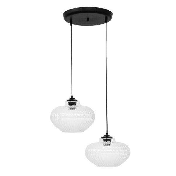 Κρεμαστό φωτιστικό ανισόπεδο RIGATO/2 BL-TRANSPARANTE ΓΥΑΛΙΝΟ Heronia – 02-0336