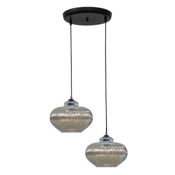 Κρεμαστό φωτιστικό ανισόπεδο RIGATO/2 BL-FUME ΓΥΑΛΙΝΟ Heronia – 02-0338