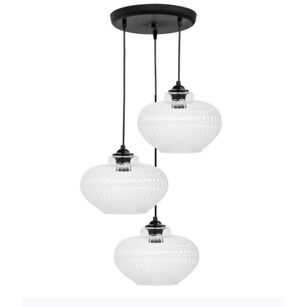 RIGATO/3 BL-TRANSPARANTE ΓΥΑΛΙΝΟ Κρεμαστό φωτιστικό ανισόπεδο Heronia – 02-0339