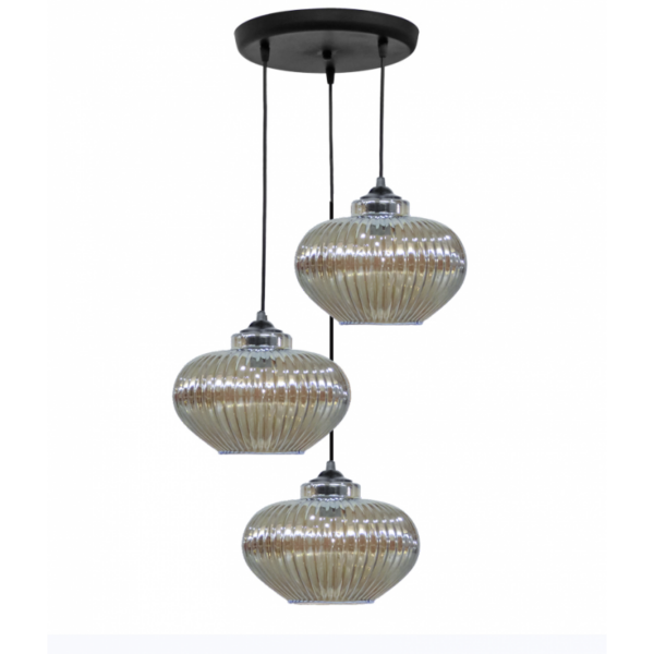 RIGATO/3 BL-FUME ΓΥΑΛΙΝΟ Κρεμαστό φωτιστικό ανισόπεδο Heronia – 02-0341