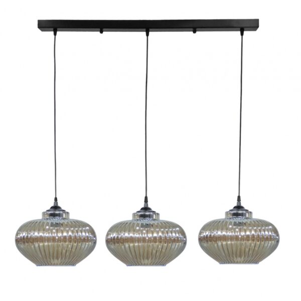 Κρεμαστό φωτιστικό RIGATO/3 RAGA BL-FYME ΓΥΑΛΙΝΟ Heronia – 02-0344