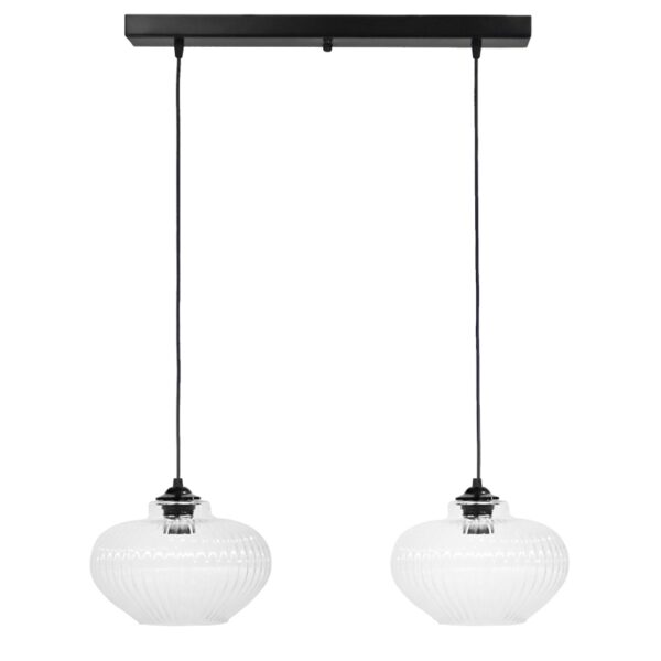 Κρεμαστό φωτιστικό RIGATO/2 RAGA BL-TRANSPARANTE ΓΥΑΛΙΝΟ Heronia – 02-0345