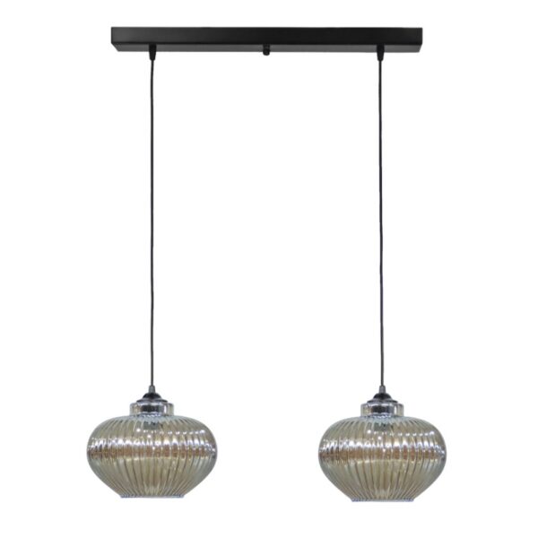 Κρεμαστό φωτιστικό RIGATO/2 RAGA BL-FYME ΓΥΑΛΙΝΟ Heronia – 02-0347