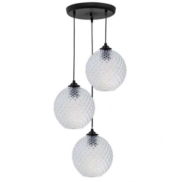 Κρεμαστό φωτιστικό ανισόπεδο 5010/3 BL-TRANSPARANTE ΓΥΑΛΙΝΟ Heronia – 02-0360