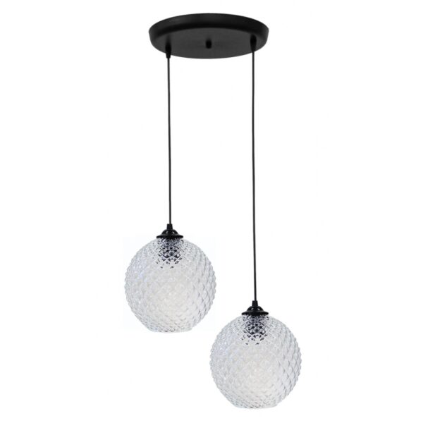 Κρεμαστό φωτιστικό ανισόπεδο 5010/2 BL-TRANSPARANTE ΓΥΑΛΙΝΟ Heronia – 02-0362