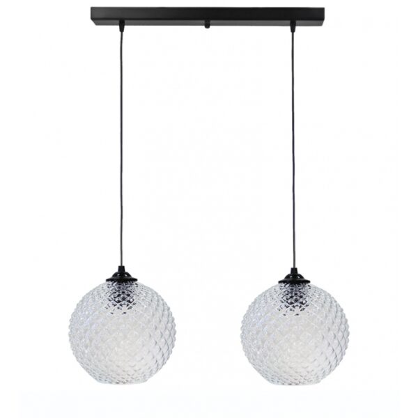 Κρεμαστό φωτιστικό 5010/2 RAGA BL-TRANSPARANTE ΓΥΑΛΙΝΟ Heronia – 02-0368