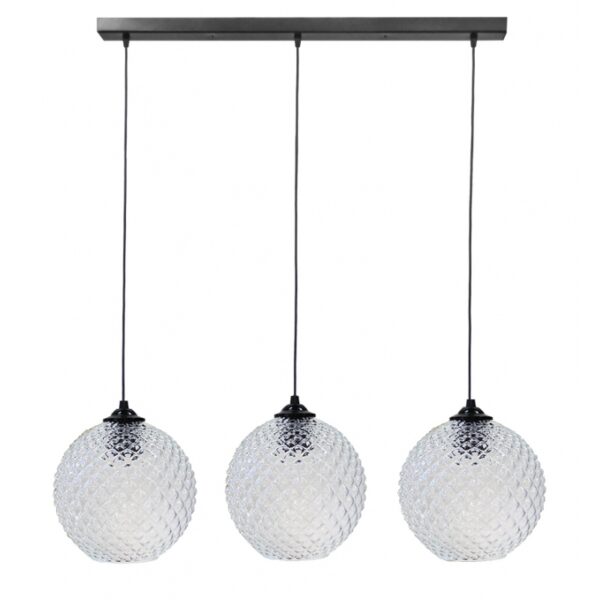 Κρεμαστό φωτιστικό 5010/3 RAGA BL-TRANSPARANTE ΓΥΑΛΙΝΟ Heronia – 02-0371