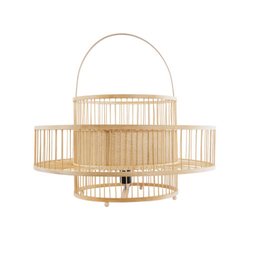 GloboStar® SORENIA 02004 Boho Επιδαπέδιο Φωτιστικό Μονόφωτο 1 x E27 AC220-240V IP20 – Φ60 x Υ32cm – Μπεζ Ξύλινο Μπαμπού Πλέγμα