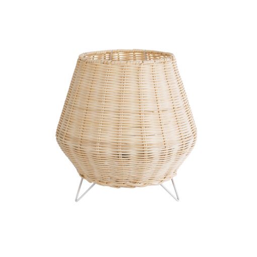 GloboStar® BOLSON 02010 Boho Επιδαπέδιο Φωτιστικό Μονόφωτο 1 x E27 AC220-240V IP20 – Φ30 x Υ30cm – Μπεζ Ξύλινο Μπαμπού Πλέγμα