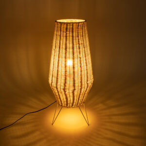 GloboStar® BOLSON 02012 Boho Επιδαπέδιο Φωτιστικό Μονόφωτο 1 x E27 AC220-240V IP20 – Φ30 x Υ70cm – Μπεζ Ξύλινο Μπαμπού Πλέγμα