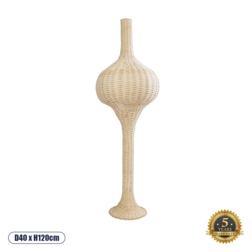 GloboStar® ALADDIN 02050 Boho Επιδαπέδιο Φωτιστικό Μονόφωτο 1 x E27 AC220-240V IP20 – Φ40 x Υ120cm – Μπεζ Μπαμπού Πλέγμα – 5 Χρόνια Εγγύηση