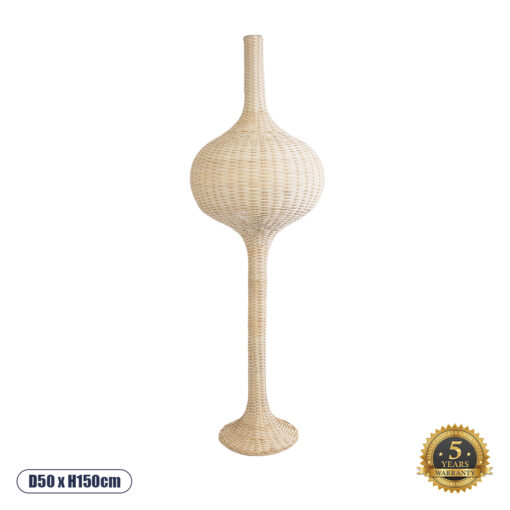 GloboStar® ALADDIN 02051 Boho Επιδαπέδιο Φωτιστικό Μονόφωτο 1 x E27 AC220-240V IP20 – Φ50 x Υ150cm – Μπεζ Μπαμπού Πλέγμα – 5 Χρόνια Εγγύηση