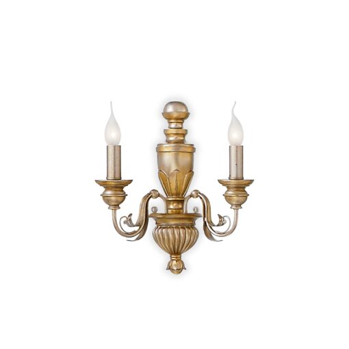 IDEAL LUX Απλίκα Τοίχου FIRENZE 2xE14 Χρυσού Χρώματος – 020846