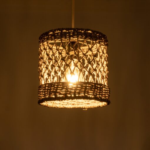 GloboStar® ECUADOR 02120 Boho Κρεμαστό Φωτιστικό Οροφής Μονόφωτο 1 x E27 AC220-240V IP20 – Φ20 x Υ20cm – Μπεζ Seagrass – Φύκι Πλέγμα – 5 Χρόνια Εγγύηση