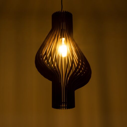 GloboStar® MIHIRO 02173 Boho Κρεμαστό Φωτιστικό Οροφής Μονόφωτο 1 x E27 AC220-240V IP20 – Φ32 x Υ56cm – Καφέ Σκούρο Ξύλινο Πλέγμα – 5 Χρόνια Εγγύηση