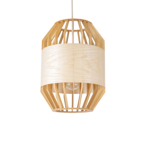 GloboStar® GALIA 02220 Boho Κρεμαστό Φωτιστικό Οροφής Μονόφωτο 1 x E27 AC220-240V IP20 – Φ30 x Υ40cm – Μπεζ Ξύλινο Μπαμπού Πλέγμα – 5 Χρόνια Εγγύηση