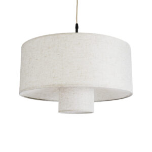 GloboStar® MARIGOLD 02226 Boho Κρεμαστό Φωτιστικό Οροφής Μονόφωτο 1 x E27 AC220-240V IP20 – Φ48 x Υ27cm – Λευκό Ύφασμα Καμπάνα – 5 Χρόνια Εγγύηση