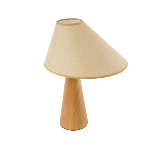 GloboStar® KAUAI 02229 Μοντέρνο Επιτραπέζιο Φωτιστικό Μονόφωτο 1 x E27 AC220-240V IP20 – Μ34 x Π30 x Υ48cm – Μπεζ Ξύλινο Καμπάνα – 5 Χρόνια Εγγύηση