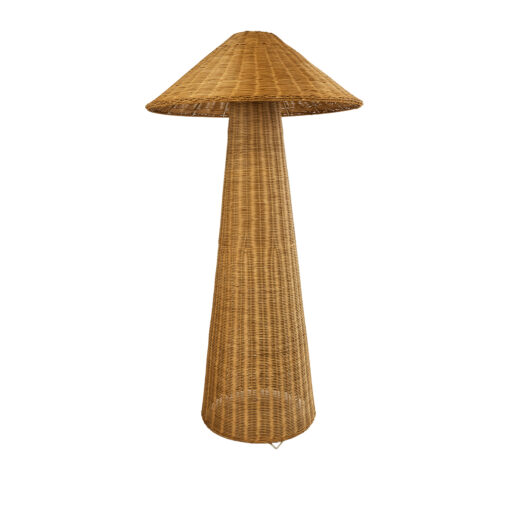 GloboStar® PERU 02235 Boho Επιδαπέδιο Φωτιστικό Μονόφωτο 1 x E27 AC220-240V IP20 – Φ73 x Υ135cm – Μπεζ Ξύλινο Ρατάν Καπέλο – 5 Χρόνια Εγγύηση