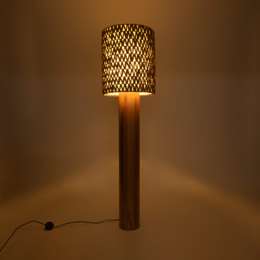 GloboStar® NIIHAU 02237 Μοντέρνο Επιδαπέδιο Φωτιστικό Μονόφωτο 1 x E27 AC220-240V IP20 – Φ43 x Υ160cm – Καφέ Ξύλινο Καμπάνα – 5 Χρόνια Εγγύηση