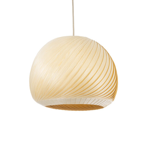 GloboStar® KAILANI 02242 Boho Κρεμαστό Φωτιστικό Οροφής Μονόφωτο 1 x E27 AC220-240V IP20 – Φ40 x Υ30cm – Μπεζ Λεπτό Φύλλο Ξύλου Καμπάνα – 5 Χρόνια Εγγύηση