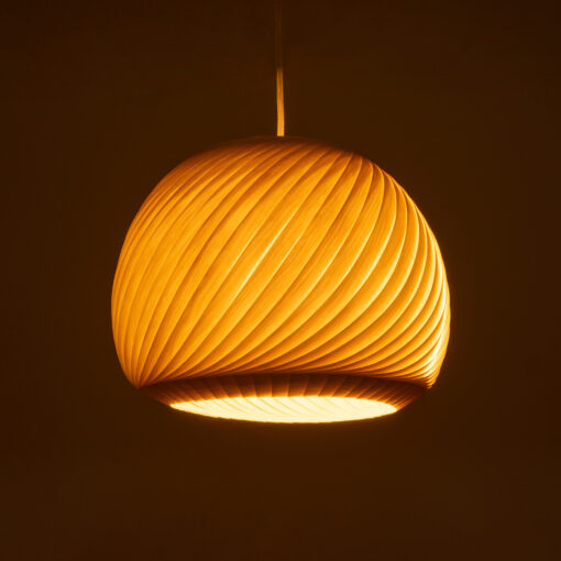 GloboStar® KAILANI 02242 Boho Κρεμαστό Φωτιστικό Οροφής Μονόφωτο 1 x E27 AC220-240V IP20 – Φ40 x Υ30cm – Μπεζ Λεπτό Φύλλο Ξύλου Καμπάνα – 5 Χρόνια Εγγύηση