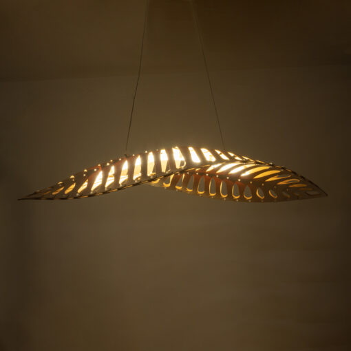 GloboStar® NANI 02285 Μοντέρνο Κρεμαστό Φωτιστικό Οροφής LED 60W AC220-240V IP20 – Μ120 x Π48 x Υ18cm – Μπεζ Ξύλινο Πλέγμα – Φυσικό Λευκό 4500K – 5 Χρόνια Εγγύηση