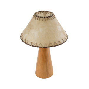 GloboStar® MASPALOMAS 02291 Boho Επιτραπέζιο Φωτιστικό Μονόφωτο 1 x E27 AC220-240V IP20 – Φ30 x Υ45cm – Μπεζ Ξύλινο Καμπάνα – 5 Χρόνια Εγγύηση