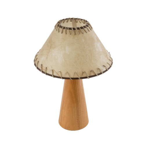 GloboStar® MASPALOMAS 02291 Boho Επιτραπέζιο Φωτιστικό Μονόφωτο 1 x E27 AC220-240V IP20 – Φ30 x Υ45cm – Μπεζ Ξύλινο Καμπάνα – 5 Χρόνια Εγγύηση