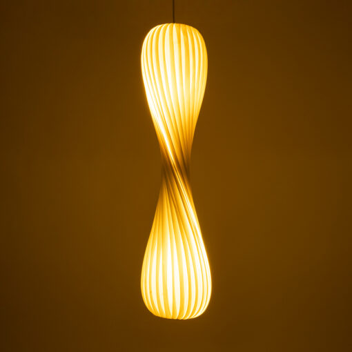 GloboStar® PRAIA 02316 Μοντέρνο Κρεμαστό Φωτιστικό Οροφής Δίφωτο 2 x E27 AC220-240V IP20 – Φ25 x Υ112cm – Μπεζ Λευκό Λεπτό Φύλλο Ξύλου Πλέγμα – 5 Χρόνια Εγγύηση