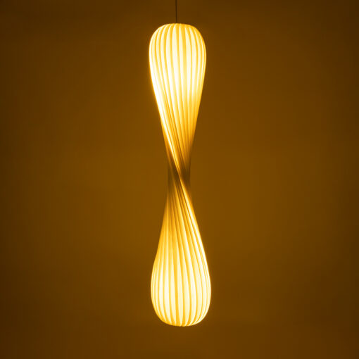 GloboStar® PRAIA 02317 Μοντέρνο Κρεμαστό Φωτιστικό Οροφής Δίφωτο 2 x E27 AC220-240V IP20 – Φ25 x Υ145cm – Μπεζ Λευκό Λεπτό Φύλλο Ξύλου Πλέγμα – 5 Χρόνια Εγγύηση