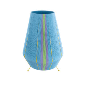 GloboStar® SALERNO 02333 Boho Επιδαπέδιο Φωτιστικό Μονόφωτο 1 x E27 AC220-240V IP20 – Φ50 x Υ70cm – Γαλάζιο με Μωβ και Πράσινο με Κίτρινες Λεπτομέριες Λεπτό Νήμα Βαμβακερό Πλέγμα