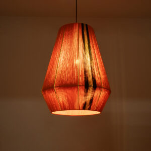 GloboStar® SALERNO 02337 Boho Κρεμαστό Φωτιστικό Οροφής Μονόφωτο 1 x E27 AC220-240V IP20 – Φ50 x Υ60cm – Πορτοκαλί με Μαύρο και Καφέ με Κίτρινες Λεπτομέριες Λεπτό Νήμα Βαμβακερό Πλέγμα