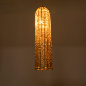 GloboStar® WAIKIKI 02349 Boho Κρεμαστό Φωτιστικό Οροφής Μονόφωτο 1 x E27 AC220-240V IP20 – Φ20 x Υ80cm – Μπεζ Ξύλινο Μπαμπού Καμπάνα