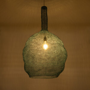 GloboStar® KENTUCKY 02355 Vintage Κρεμαστό Φωτιστικό Οροφής Μονόφωτο 1 x E27 AC220-240V IP20 – Φ60 x Υ90cm – Πράσινο Μεταλλικό Πλέγμα