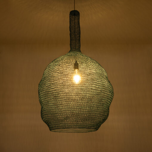 GloboStar® KENTUCKY 02355 Vintage Κρεμαστό Φωτιστικό Οροφής Μονόφωτο 1 x E27 AC220-240V IP20 – Φ60 x Υ90cm – Πράσινο Μεταλλικό Πλέγμα