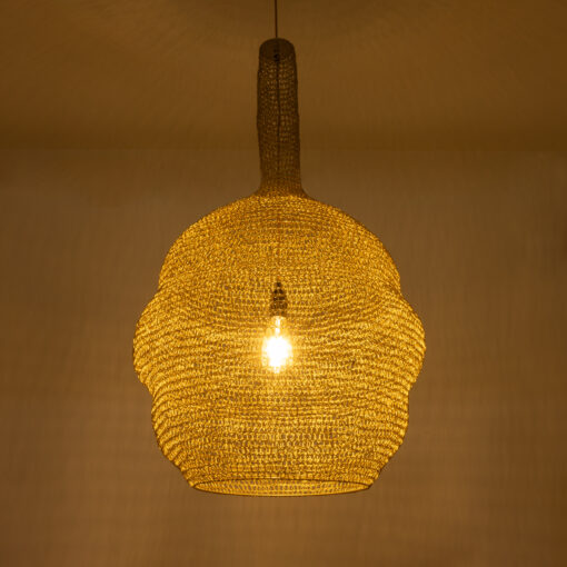 GloboStar® KENTUCKY 02357 Vintage Κρεμαστό Φωτιστικό Οροφής Μονόφωτο 1 x E27 AC220-240V IP20 – Φ60 x Υ90cm – Χρυσό Μεταλλικό Πλέγμα