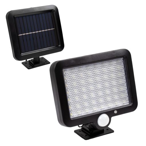 GloboStar® 71458 Αυτόνομος Ηλιακός Προβολέας LED SMD 20W 1200lm με Ενσωματωμένη Μπαταρία 2400mAh – Φωτοβολταϊκό Πάνελ με Αισθητήρα Ημέρας-Νύχτας – PIR Αισθητήρα Κίνησης Αδιάβροχο IP65 Ψυχρό Λευκό 6000K