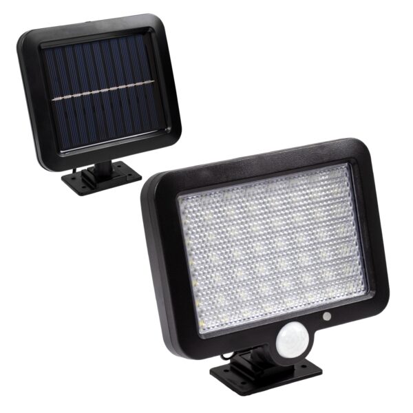 GloboStar® 71458 Αυτόνομος Ηλιακός Προβολέας LED SMD 20W 1200lm με Ενσωματωμένη Μπαταρία 2400mAh – Φωτοβολταϊκό Πάνελ με Αισθητήρα Ημέρας-Νύχτας – PIR Αισθητήρα Κίνησης Αδιάβροχο IP65 Ψυχρό Λευκό 6000K