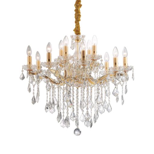 IDEAL LUX Κρεμαστό Φωτιστικό  FLORIAN 12xE14 Χρυσού Χρώματος – 0356114