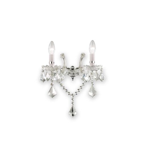 IDEAL LUX Απλίκα Τοίχου FLORIAN 2xE14 Χρώμιο Κρύσταλλο – 035642