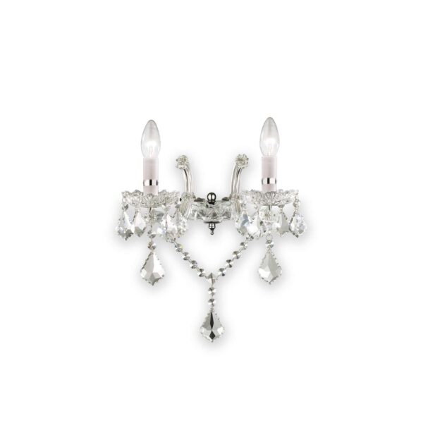 IDEAL LUX Απλίκα Τοίχου FLORIAN 2xE14 Χρώμιο Κρύσταλλο – 035642