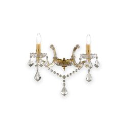 IDEAL LUX Απλίκα Τοίχου FLORIAN 2xE14 Κρύσταλλο Χρυσού Χρώματος – 035659