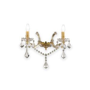 IDEAL LUX Απλίκα Τοίχου FLORIAN 2xE14 Κρύσταλλο Χρυσού Χρώματος – 035659