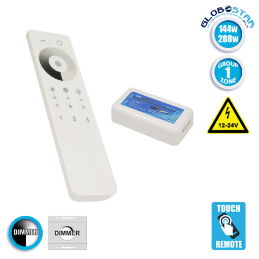 Ασύρματο LED Dimmer με Χειριστήριο Αφής 2.4G RF για Ένα Group 12v (144w) – 24v (288w) DC GloboStar 04038