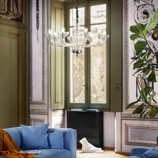 IDEAL LUX Κρεμαστό Φωτιστικό Οροφής CASANOVA 8xE14 Χρώματος Φιμέ – 095615