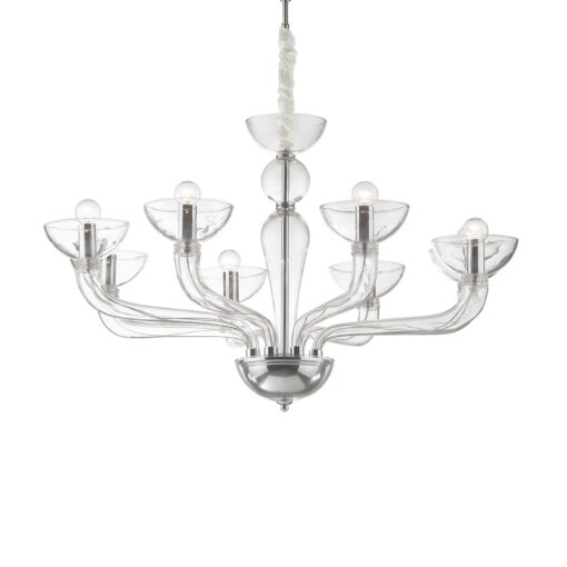 IDEAL LUX Κρεμαστό Φωτιστικό Οροφής CASANOVA 8xE14 Διάφανο – 044255