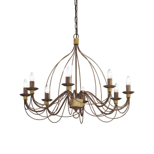 IDEAL LUX Κρεμαστό Φωτιστικό CORTE 8xE14 Καφέ Χρώματος – 057194