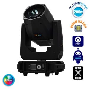 Επαγγελματική Κινούμενη Ρομποτική Κεφαλή BEAM CREE LED ΖΟΟΜ 2° 200W 230V DMX512 RGBW GloboStar 51165